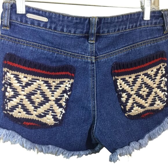 PS Erin Wasson Distressed Denim Shorts Duplicate Stitch Knit Back Pockets 28W - Picture 6 of 10
